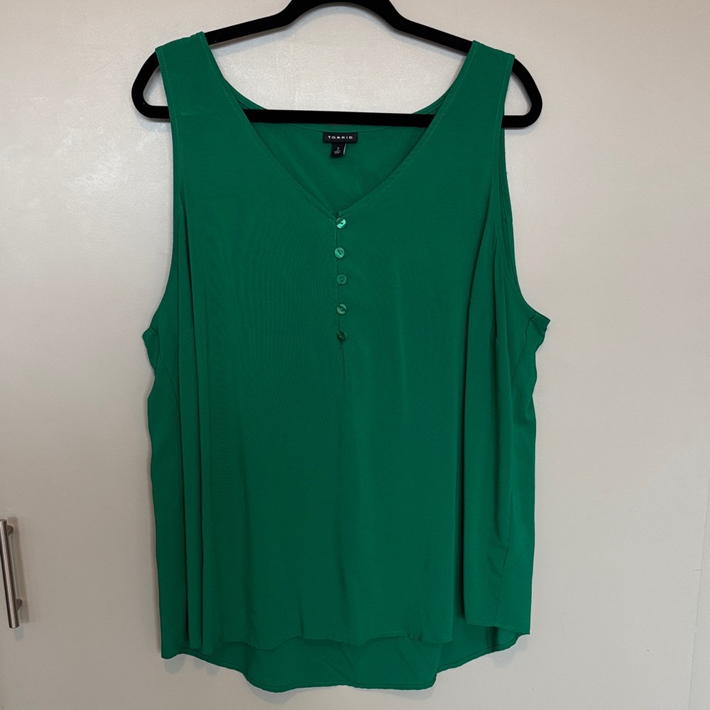 Torrid Emerald Green Button-Front Tank Top